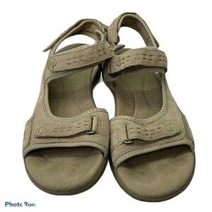 Clarks Women's 11N Tan Adjustable Strap Walking Sandals Ankle Strap